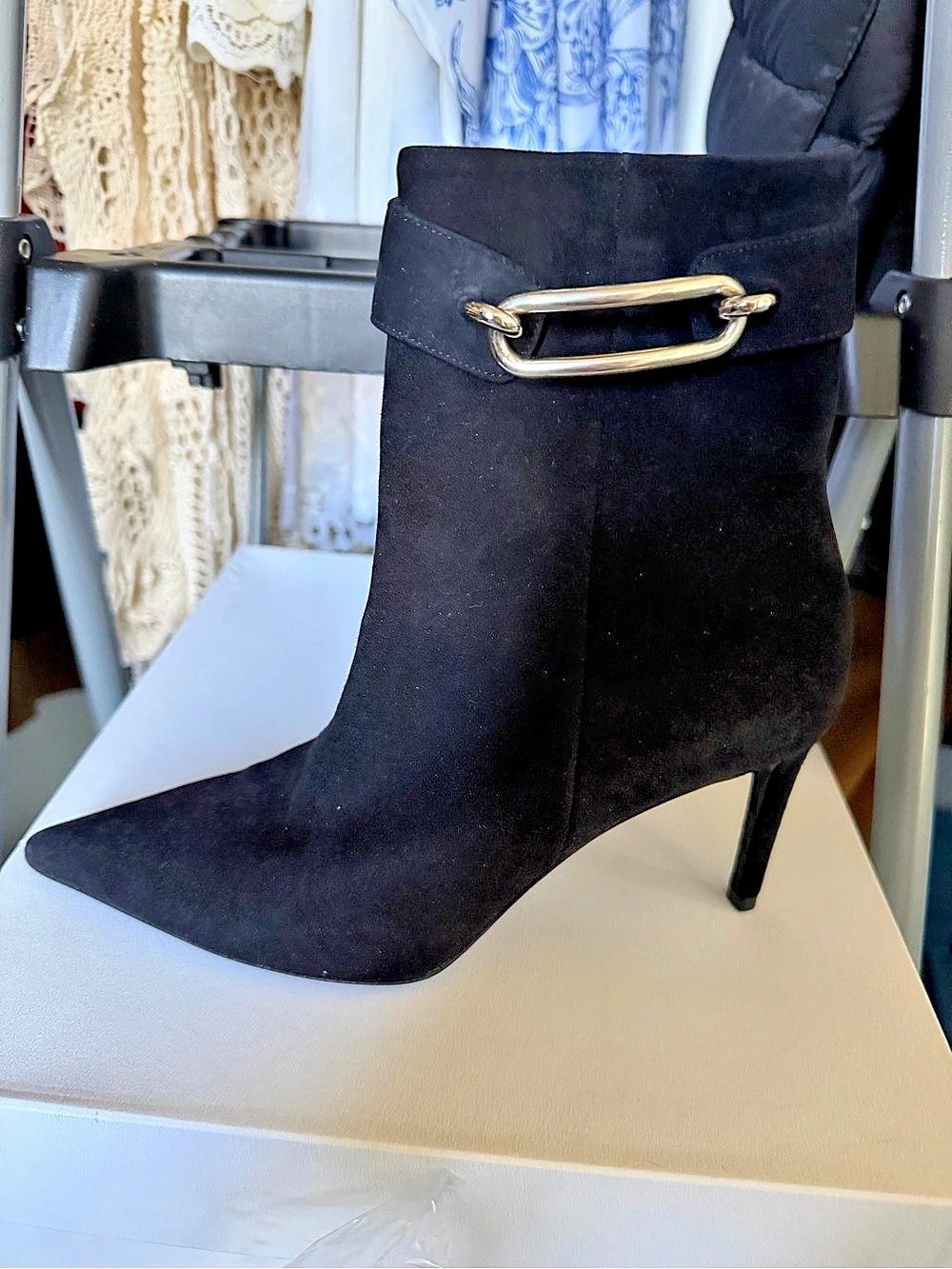 Balenciaga Pointed Toe Heeled Ankle Boots in Black